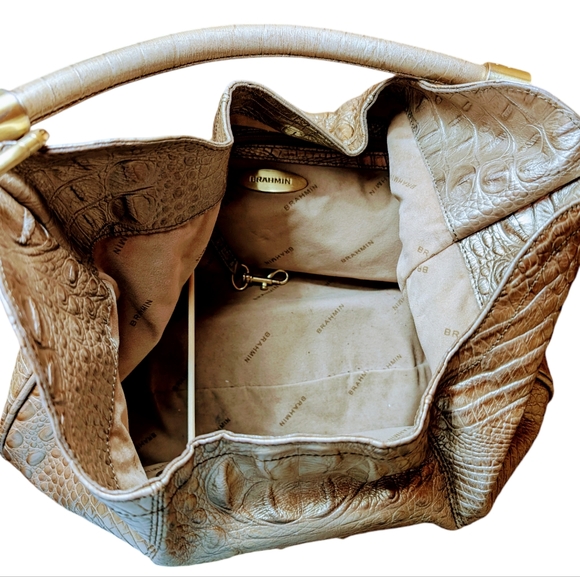 Gold Brahmin Melbourne Carmela Croc Embossed Hobo Shoulder Bag - Picture 4 of 8